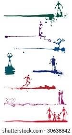 Vector set of figure multicolored ink splash