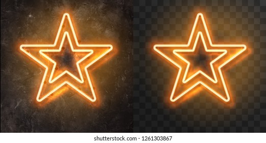 vector set of figure shaped neon lamps against a dark wall background