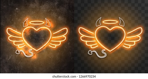 vector set of figure shaped neon lamps against a dark wall background