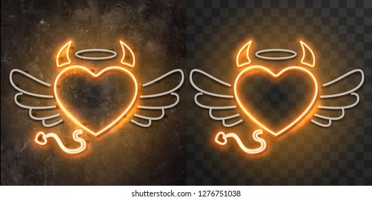 vector set of figure shaped neon lamps against a dark wall background