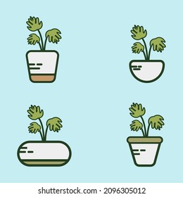 vector set of finger-shaped leaf plants in a pot, perfect for illustration and graphic design
