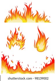 vector set: fire flames - collage