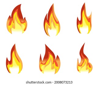 gráfico de signos de llamas de fuego de conjunto de vector aislado - icono de fuego