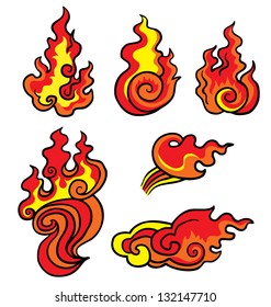 Vector set of fire flames for tattoo