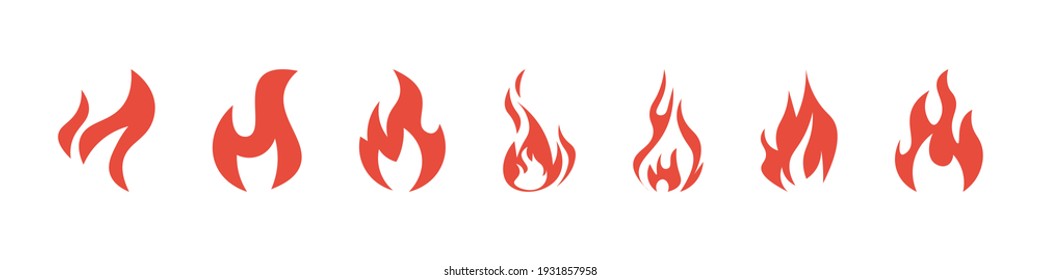 vector set of fire icons of different shapes