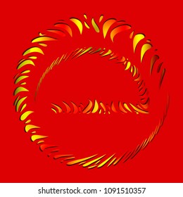 Vector set of fire and red frames made of drops in ethnic style on a black background. To highlight text or a sign.
