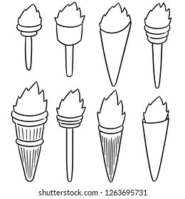 vector set of fire torch