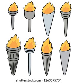 vector set of fire torch