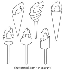 vector set of fire torch