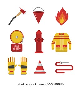 Vector set firefighter fire safety icons