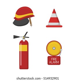 Vector set firefighter fire safety icons