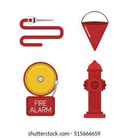 Vector set firefighter fire safety icons
