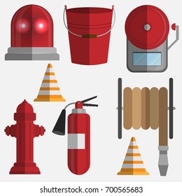 Vector set firefighter fire safety icons