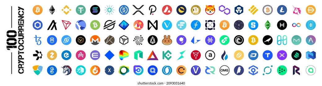 vector set of the first hundred cryptocurrencies