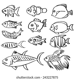 vector set of fish