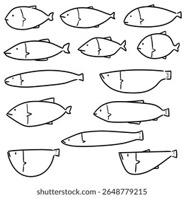conjunto vetorial de desenhos animados de peixes