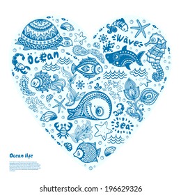 Vector set of fish and shells for your business