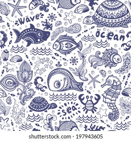 Vector set of fish and shells for your business 