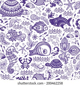 Vector set of fish and shells for your business