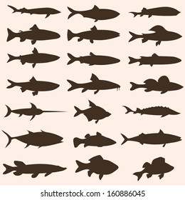 vector set of fish silhouettes