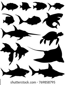 Vector set of fish Silhouettes