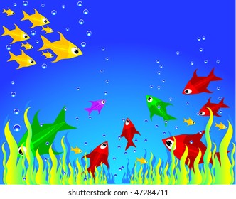 A vector set of fishes.