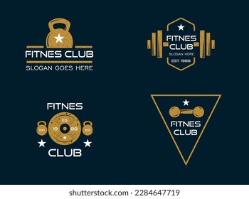 Vector set of fitness emblems, labels, badges, logos and designed elements.