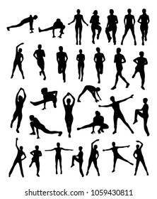 Vector set of fitness silhouettes