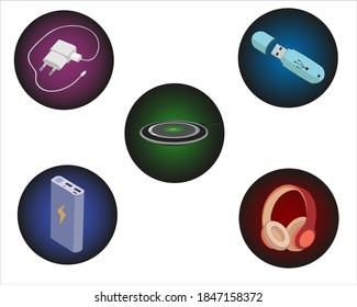 Vector set of five electronic devices