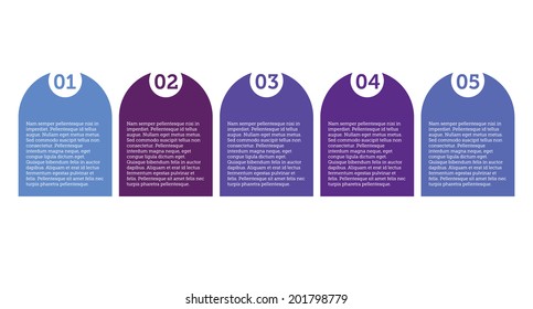 A vector set of five numbered tabs