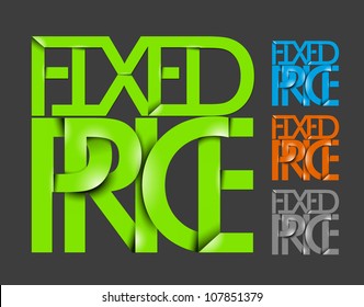vector set of fixed price text design element.