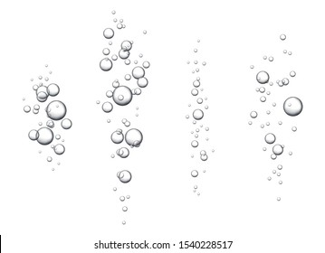 Vector set of fizzy drink isolated on white background. Oxygen bubbles texture.