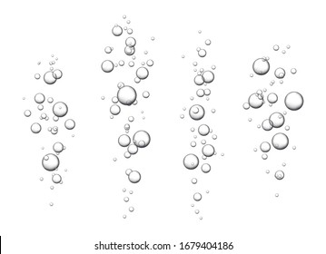 Vector set of fizzy drink isolated on white background. Oxygen bubbles texture.