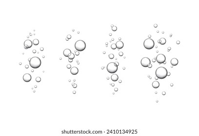 Vector set of fizzy drink isolated on white background. Oxygen bubbles texture.