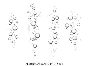 Vector set of fizzy drink isolated on white background. Oxygen bubbles texture.