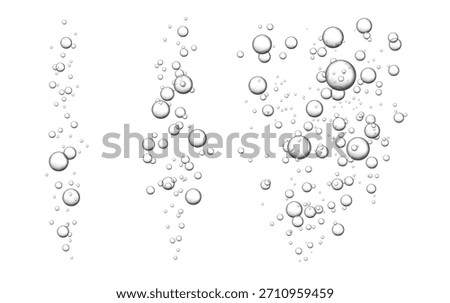Vector set of fizzy drink isolated on white background. Oxygen bubbles texture.