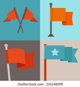 Vector set of flag design elements - flags and ribbons