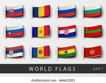 Vector set of flag labels of all countries