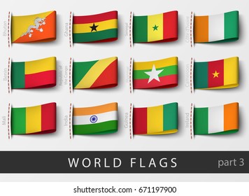 Vector set of flag labels of all countries