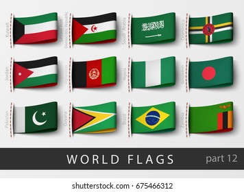 Vector set of flag labels of all countries