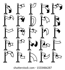 vector set of flag and pennant icons