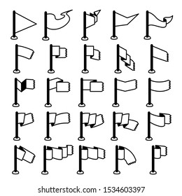 vector set of flag and pennant icons