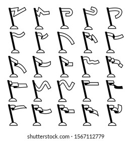 vector set of flag and pennant icons