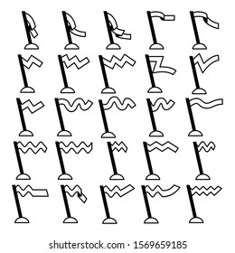 vector set of flag and pennant icons