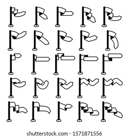 vector set of flag and pennant icons