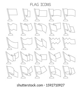vector set of flag and pennant icons thin line design