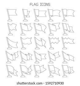vector set of flag and pennant icons thin line design