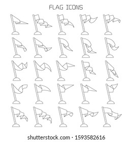 vector set of flag and pennant icons thin line design