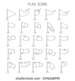 vector set of flag and pennant icons thin line design