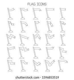 vector set of flag and pennant icons thin line design